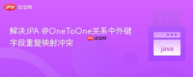 解决JPA @OneToOne关系中外键字段重复映射冲突