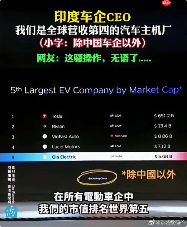 印度车企称印度是世界最大电动车国 小字备注除中国外