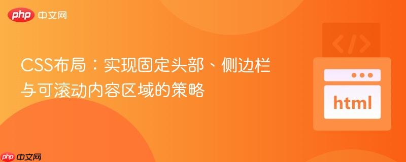 CSS布局:实现固定头部、侧边栏与可滚动内容区域的策略