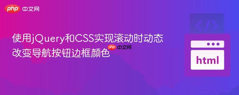 使用jQuery和CSS实现滚动时动态改变导航按钮边框颜色