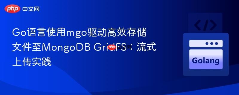 Go语言使用mgo驱动高效存储文件至MongoDB GridFS:流式上传实践