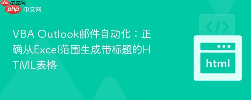 vba outlook邮件自动化:正确从excel范围生成带标题的html表格