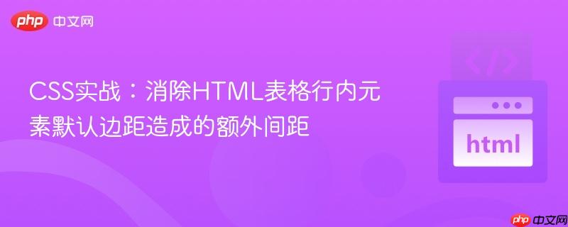 CSS实战:消除HTML表格行内元素默认边距造成的额外间距