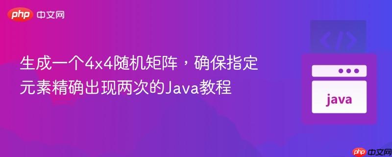 生成一个4x4随机矩阵,确保指定元素精确出现两次的java教程