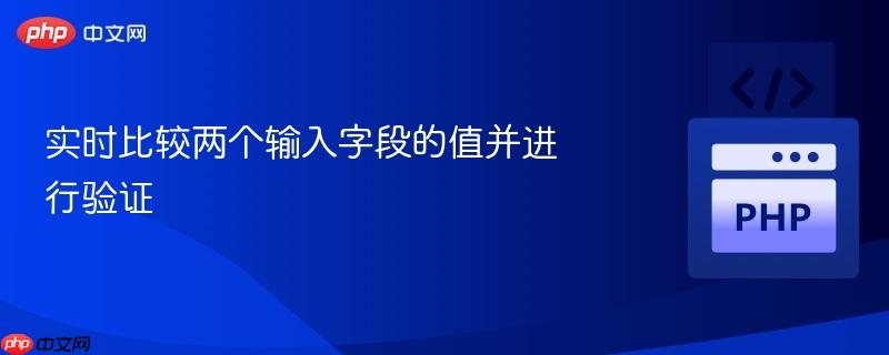 实时比较两个输入字段的值并进行验证