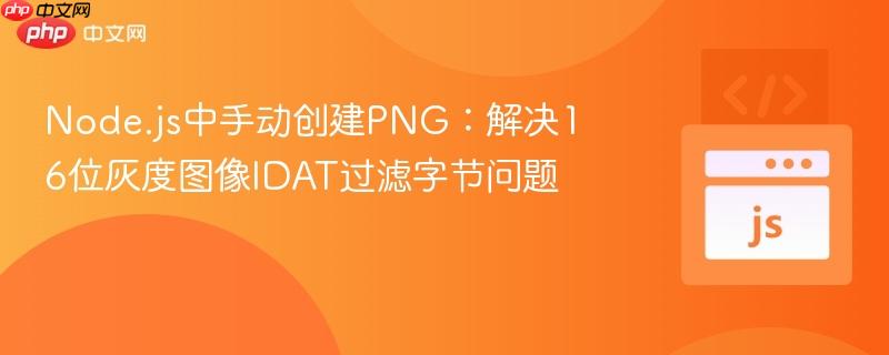Node.js中手动创建PNG:解决16位灰度图像IDAT过滤字节问题