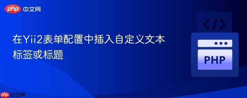 在Yii2表单配置中插入自定义文本标签或标题
