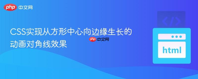 CSS实现从方形中心向边缘生长的动画对角线效果