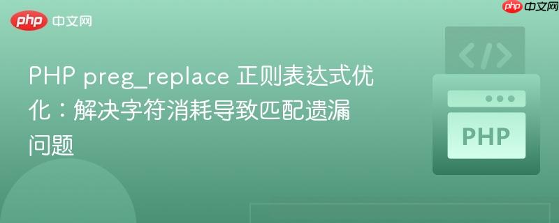 PHP preg_replace 正则表达式优化:解决字符消耗导致匹配遗漏问题
