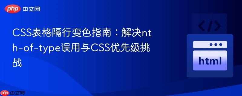 CSS表格隔行变色指南:解决nth-of-type误用与CSS优先级挑战