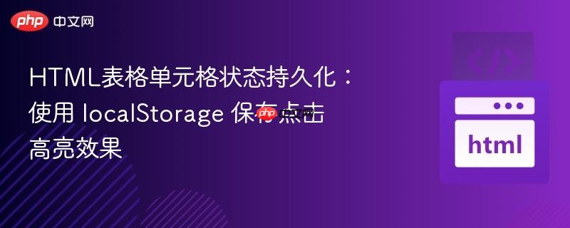 html表格单元格状态持久化:使用 localstorage 保存点击高亮效果
