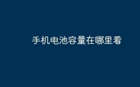 手机电池容量在哪里看