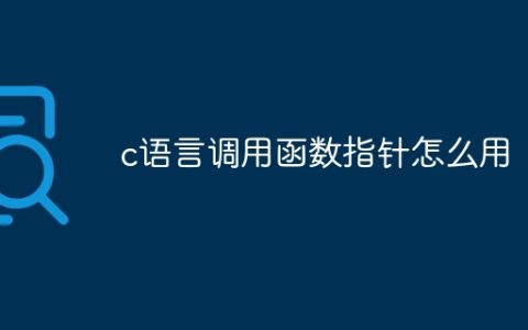 c语言调用函数指针怎么用
