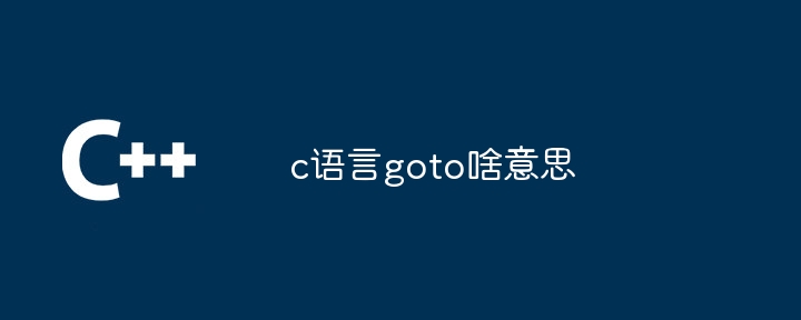 c语言goto啥意思