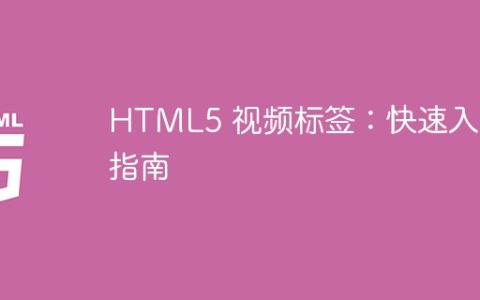 HTML5 视频标签：快速入门指南