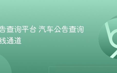 汽车公告查询平台 汽车公告查询官方在线通道