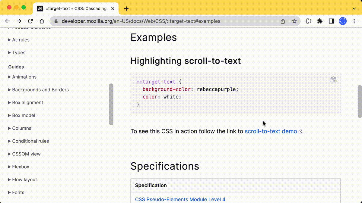 一文了解CSS3中的新特性 ::target-text 选择器