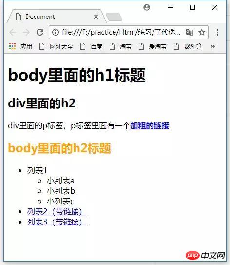 CSS的子代选择符