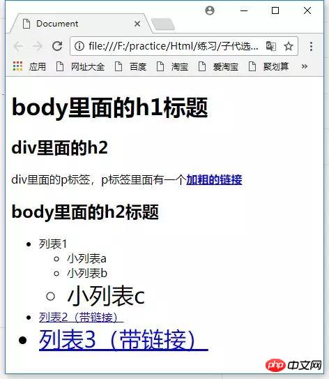 CSS的子代选择符