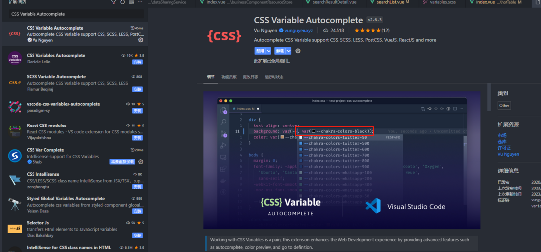 VSCode 中如何让自定义 CSS 属性在浏览器控制台中显示色块?